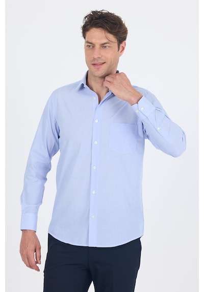 İmza Mavi Uzun Kol Pamuklu Basic Comfort Fit Gömlek 1004250002 Mavi