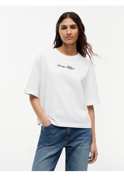 Tommy Hilfiger Classıc Scrıpt Trapeze Tee Kadın Beyaz T-shirt - Ww0ww50948