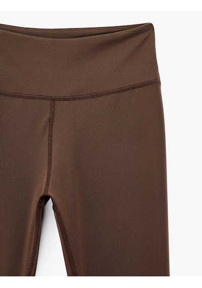Koton Yüksek Bel Dikiş Detaylı Slim Fit Spor Tayt Kahverengi 7wak40152nk Kahve