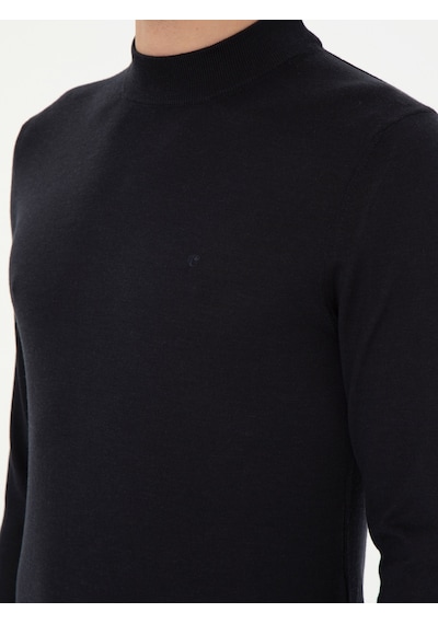 Cacharel Lacivert Slim Fit Kaşmir İpek Karışımlı Çeyrek Balıkçı Yaka Triko Kazak