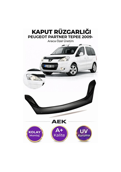 Peugeot Partner Tepee 2009+ Araca Özel Üretim "4mm" Kaput Rüzgarl