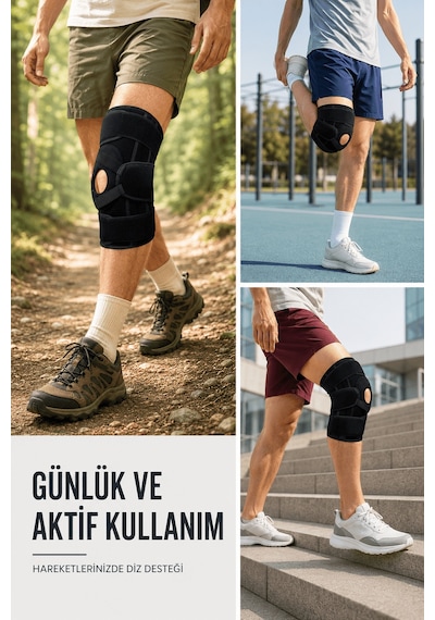 Patella Destekli Ligamentli Dizlik Ayarlanabilir Cırtlı Silikon Pedli Diz Desteği Altın