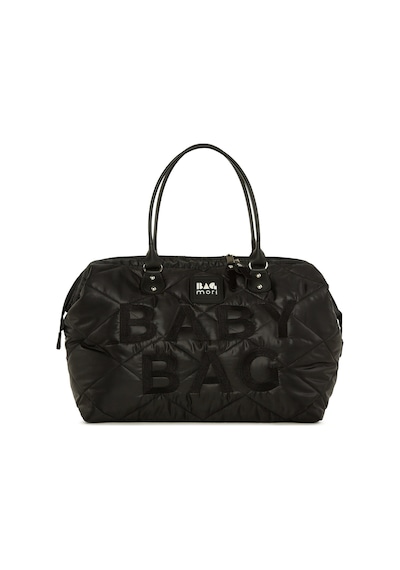 Bagmori Baby Bag Nakışlı Puf Şişme Siyah Anne Bebek Bakım Çanta Siyah