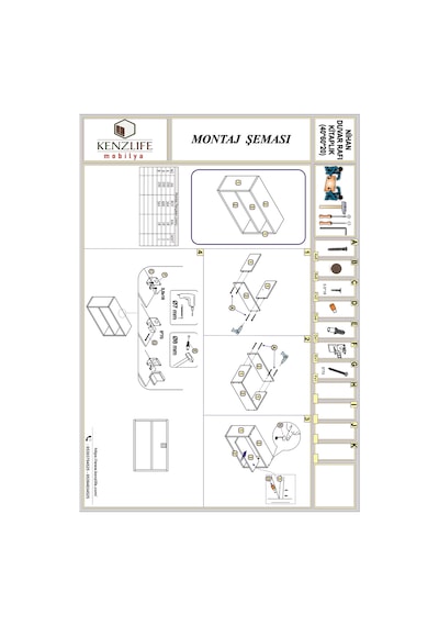 Kenzlife kitaplık nihan 040*060*20 byz duvar rafı