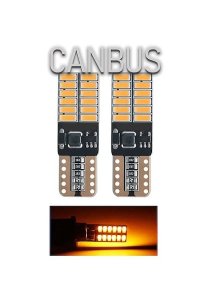 2 Adet T10 Led Park Plaka Tavan Ampulü 24 Ledli Turuncu Sadece 12 Volt Araçlar