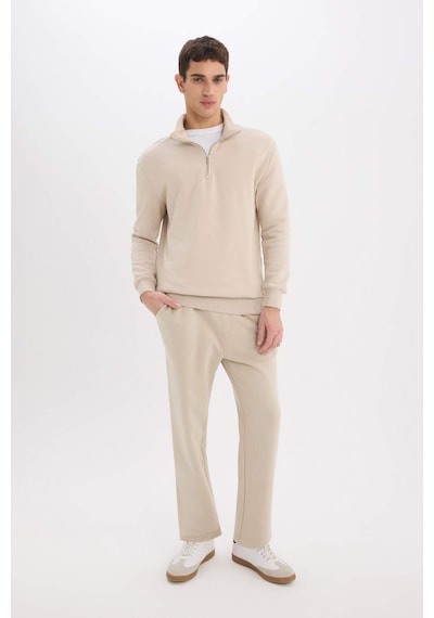 DeFacto Comfort Regular Fit Rahat Kalıp Fermuarlı Dik Yaka Basic Düz Sweatshirt X7405AZ25SPBG735