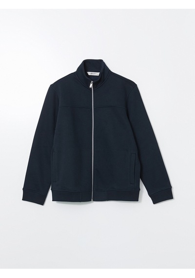 Lcw Vision Lacivert Dik Yaka Uzun Kollu Erkek Fermuarlı Sweatshirt