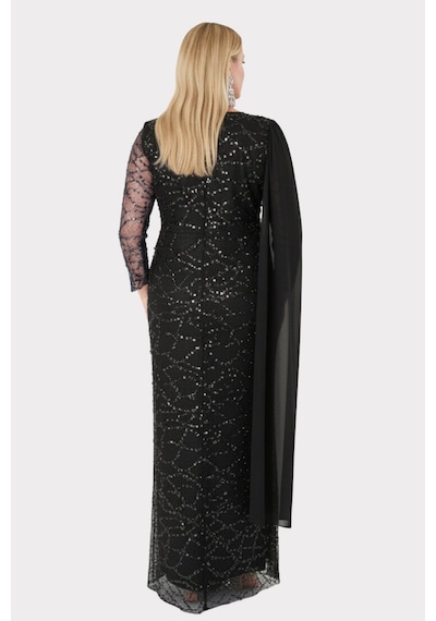 Lilas Xxl Kadın Büyük Beden V Yaka Pelerin Detaylı Pul İşlemeli Uzun Abiye Elbise 2521 Siyah Siyah Lilas Xxl Kadın Büyük Beden V Yaka Pelerin Detaylı Pul İşlemeli Uzun Abiye Elbise 2521 Siyah Siyah