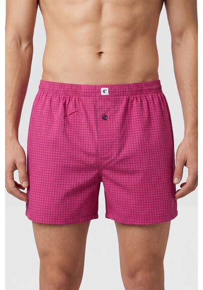 Cacharel Poplin Erkek Boxer 1113/kareli Fuşya