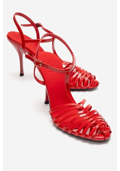 Luvishoes Pasıon Kırmızı Rugan Kadın Topuklu Ayakkabı Kırmızı