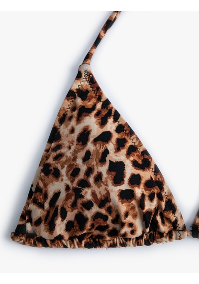 Koton Leopar Bikini Üstü Üçgen İpli Kahverengi Desenli 4sak10256mm