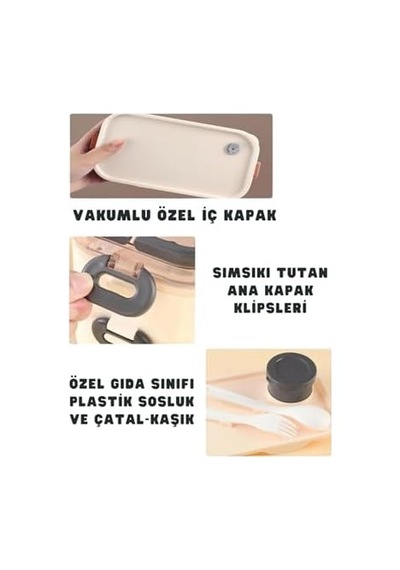 1350ml Lunchbox 2 Katlı 3 Bölmeli Ve Sosluklu Çelik Sefer Tası Yemek Kutusu Çatal Kaşık Hediyeli Lacivert Açık