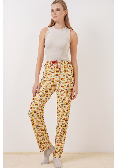 Bigdart 4323 Desenli Pijama Altı - M. Krem