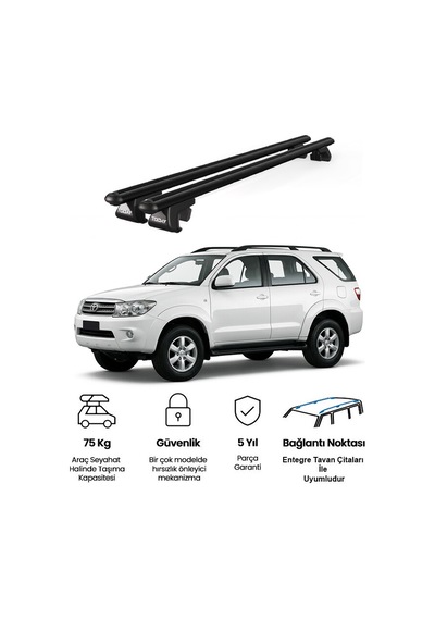 Venüs Toyota Hilux 2006-2015 Uyumlu Siyah Ara Atkı Port Bagaj Tavan Barı