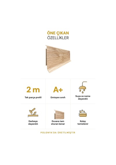 Vilo Linela 405 Melbourne Oak Pvc Süpürgelik 2m Usta Gerektirmeyen Montaj - Suya Ve Neme Dayanıklı