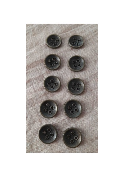 Antık Sarı Metal Düğme 12 Mm 10 Adet