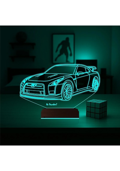 Luvivia Spor Araba Honda Gtr Otomobil Kişiye Özel 3d Lamba - Masa Gece Lambası Şeffaf