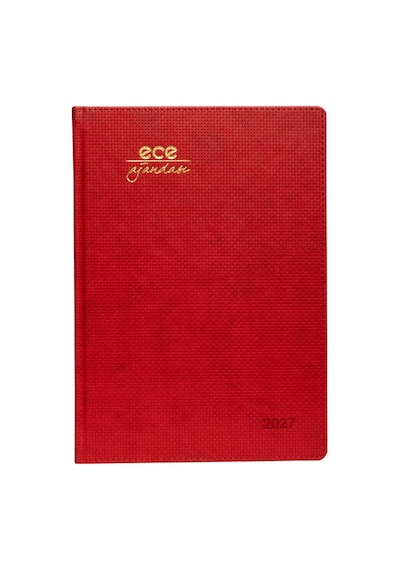 Ece Ajandası Çeşme 2027 Kırmızı - Haftalık 110 Gr. İthal Ivory Kağıt Sert Kapak 19,5x28