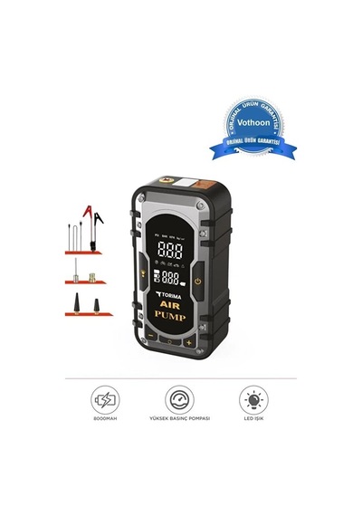 8000 Mah Taşnabilir Dijital Ekranlı Araç Akü Takviyeli,powerbank,ışıklı Oto Hava Kompresör 1