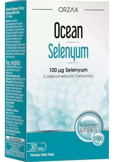 Ocean Selenyum 100 Mcg 30 Tablet Selenyum İle Zenginleştirilmiş Gıda Takviyesi.orzx