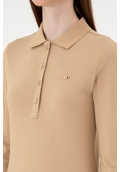 U.S. Polo Assn. Kadın Kum Basic Polo Yaka Sweatshırt 50313593-VR085