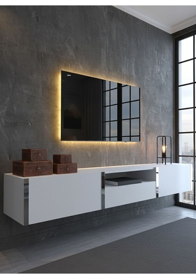 Karnaval Duvara Monte Tv Ünitesi - Mdf-sdm-1006-1 Beyaz Gold