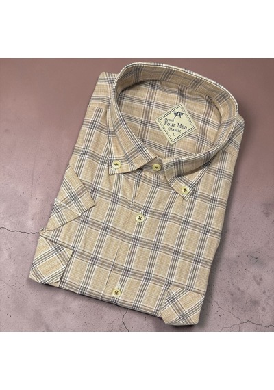 Eren Style Linen Keten Klasik %100 Cotton Kısa Kollu Terletmeyen Gömlek Krem