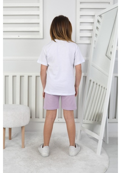 Daisy Baskı Kız Çocuk Şortlu Takım-90349 Lila