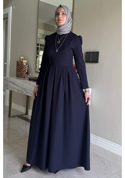 Rabia Şamlı Rose Elbise Lacivert Normal