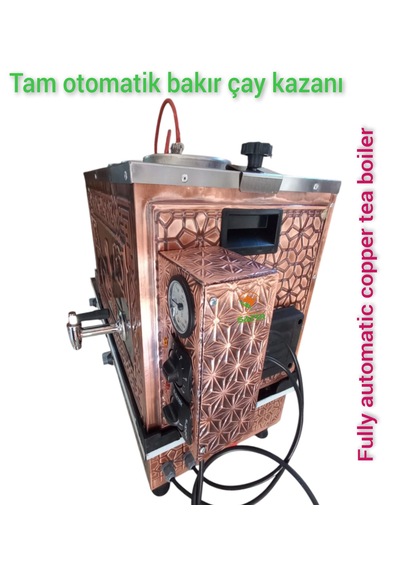 3 Gözlü Bakır Otomatik Çay Kazanı Gaz Emniyet Kilitli Doğalgazlı
