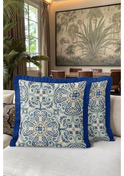 Lüks Vintage Motifli Saçaklı Yastık Kılıfı - Akdeniz Stili Mavi Altın Renkli Püsküllü Kırlent Kılıfı Orman Koyu Yeşil Lüks Vintage Motifli Saçaklı Yastık Kılıfı - Akdeniz Stili Mavi Altın Renkli Püsküllü Kırlent Kılıfı Orman Koyu Yeşil