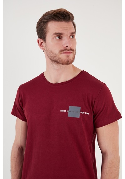 Buratti Bisiklet Yaka Pamuklu Slim Fit Erkek T Shirt 541There Bordo