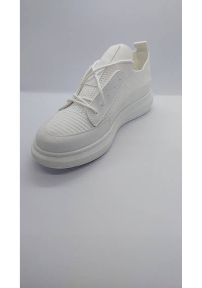 Tarzbu Kuback Rahat Taban Beyaz Triko Ayakkabı Yüksek Taban Sneaker Beyaz