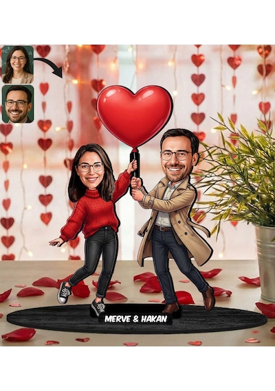 Bk Gift Kişiye Özel Sevgili Karikatürlü Ahşap Biblo -28, Fotoğraftan Karikatür, Sevgililer Günü Hediyesi, Ev Hediyesi Kobitmeyencom36355 Bk Gift