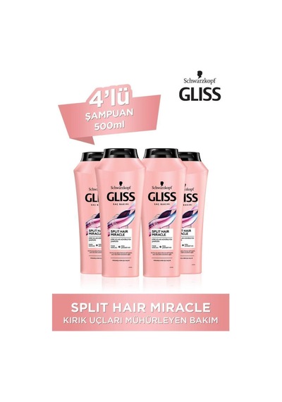 Gliss Split Hair Miracle Şampuan 500 Ml x 4 Adet