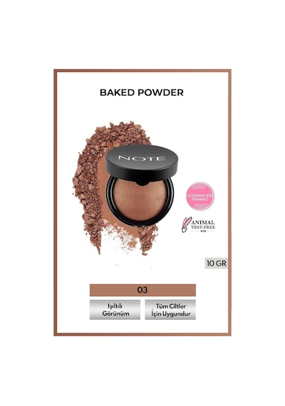Note Cosmetique Baked Powder Işıltılı Bitişli Fırınlanmış Toz Pudra - 03 Caramel Cake