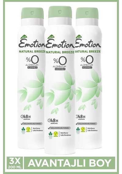 Tr Natural Breeze Kadın Alüminyumsuz Vegan Deodorant 3x200 Ml Hızlı Kurur, Leke Bırakmaz