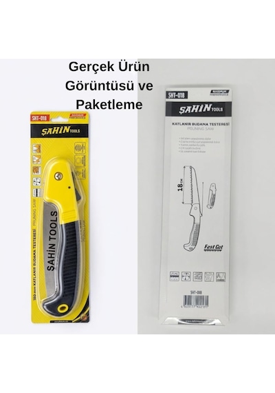 Şahin Tools Sht-018 Katlanır Budama Testeresi - 18 Cm Yüksek Karbonlu Çelik Bıçak, Ergonomik Tu