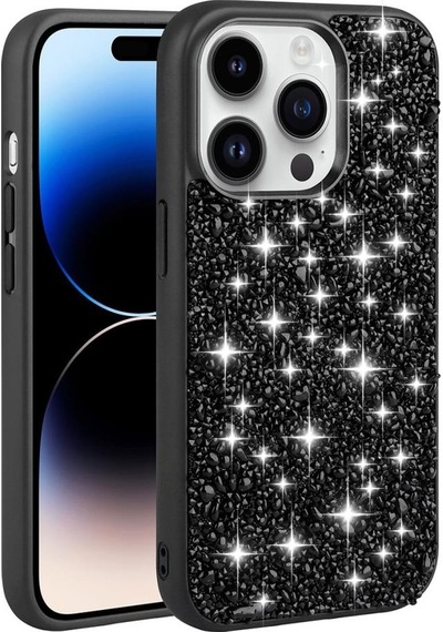 Apple Uyumlu iPhone 14 Pro Kılıf Parlak Taşlı Tasarım Stone Linea Kapak