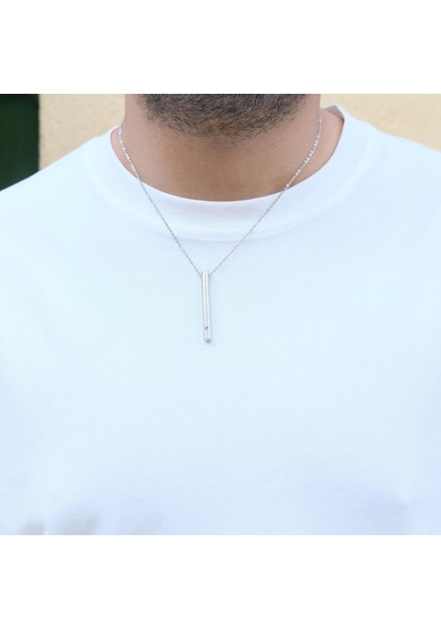 316l Çelik Oval Uzun Erkek Kolye 60 Cm Ekly-107 Gümüş