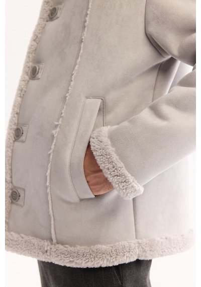 Avva Erkek Gri Kürklü Yaka Napa Comfort Fit Mont A52y6055