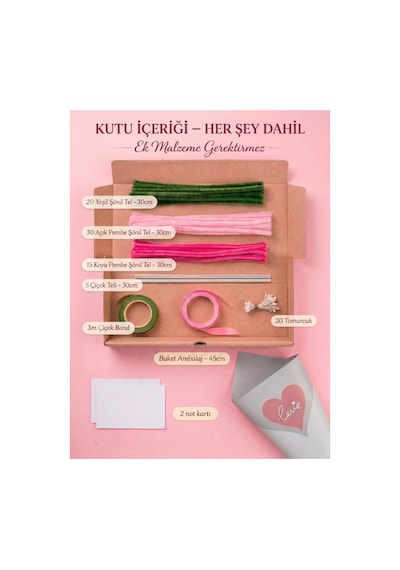 Pembe Lilyum Buketi Kendin Yap Dıy Kiti 65 Adet Şönil İçerir Hobi Ve Hediye Seti
