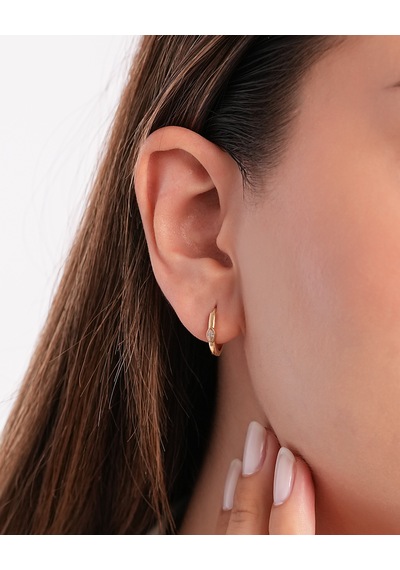 Debora Jewelry 14 Ayar Altın Beyaz Zirkon Taşlı Küpe