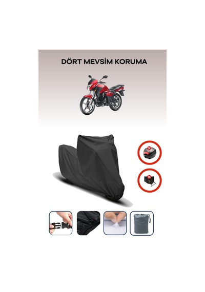 Siyah Arka Çanta Kilit Uyumsuz Kanuni S125t Uyumlu Motosiklet Brandası, 4mevsim
