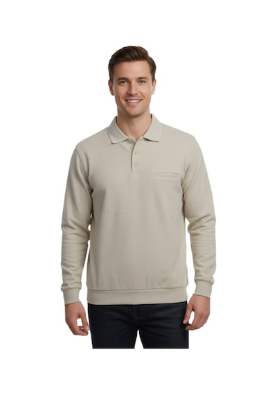 Baglan Erkek Büyük Beden Polo Yaka Cepli Selanik Sweatshirt Bgl-st04978 Taş