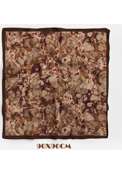 Ochre Desen 90x90cm Matte Cotton Eşarp Sütlü Kahve
