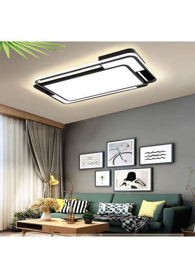 Işık Dikdörtgeni Tavan Lambası Modern Led Aydınlatma Siyah