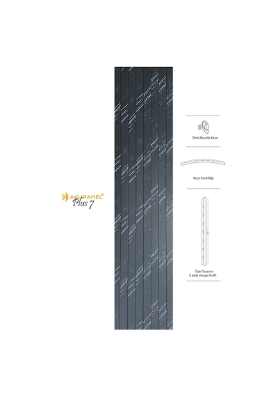 Akupanel Plus7 60 245 Cm Black Palazzo Akustik Duvar Paneli Çok Renkli