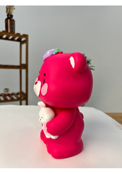 Favora Çilekli Ayıcık Kumbara - Koyu Pembe