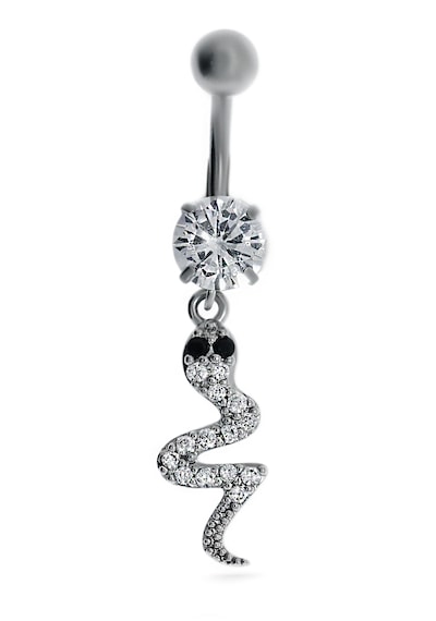 Kadın Tek Taş Detay Yılan Model Çelik Piercing